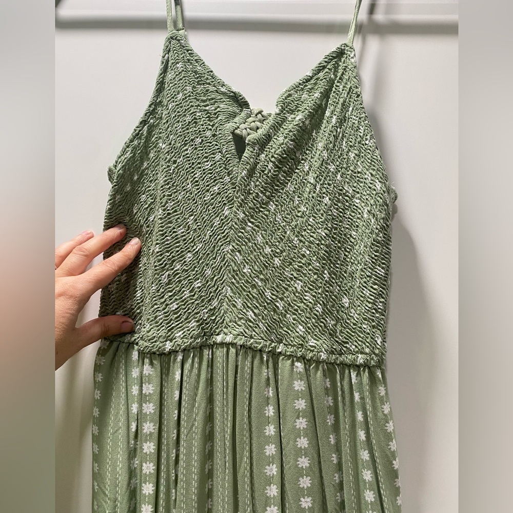 Japna sage green daisy striped Jumpsuit